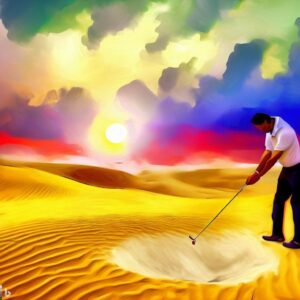 Left-handed golf player digital art