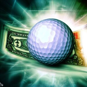 Golf ball with dollar bill background digital art